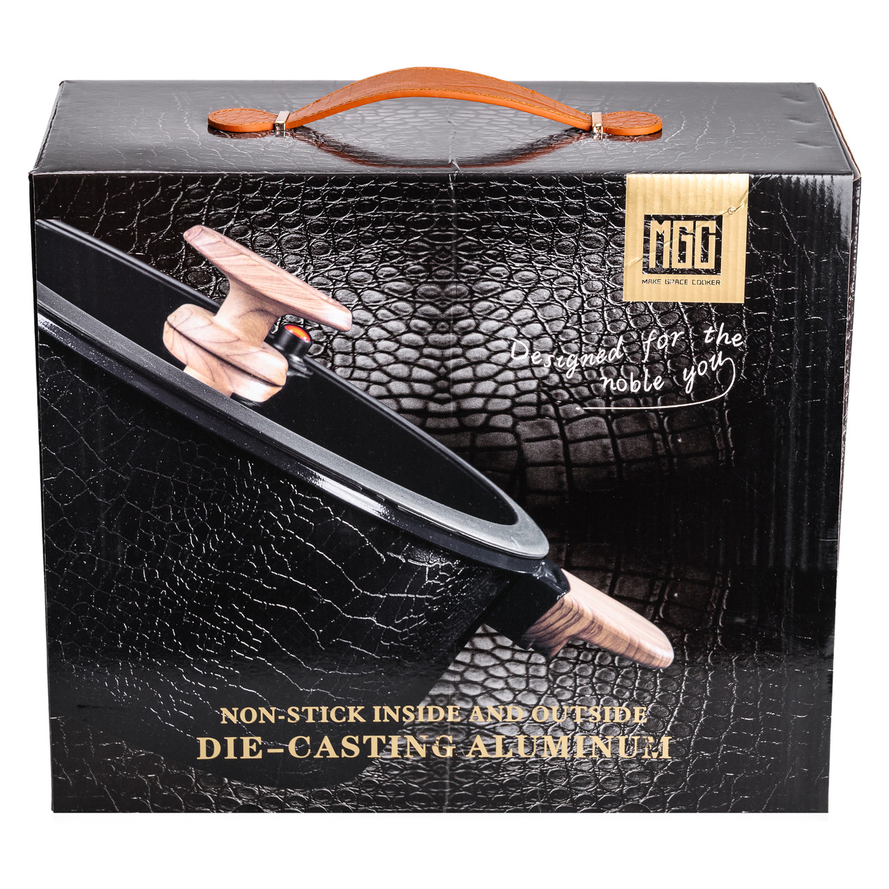 Алюмінієва каструля з керамічним покриттям антипригарним 5 л Ø 30 см чорна MGC