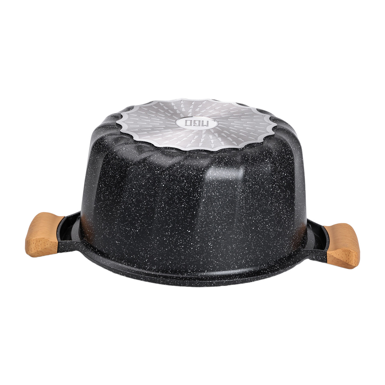 Велика алюмінієва каструля об'ємом 11 літрів з кришкою Ø32 см з антипригарним покриттям MGC