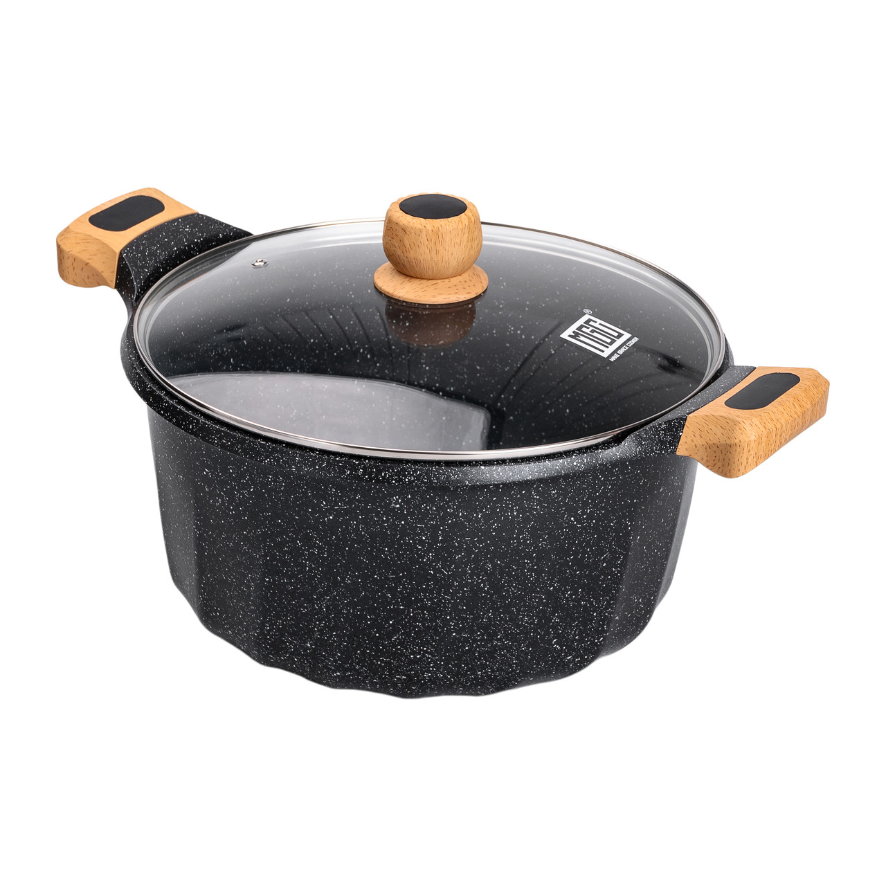 Велика алюмінієва каструля об'ємом 11 літрів з кришкою Ø32 см з антипригарним покриттям MGC