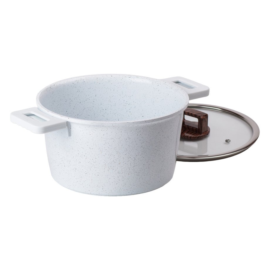 Алюмінієва каструля з керамічним покриттям антипригарним Ø 24 см Біла MGC