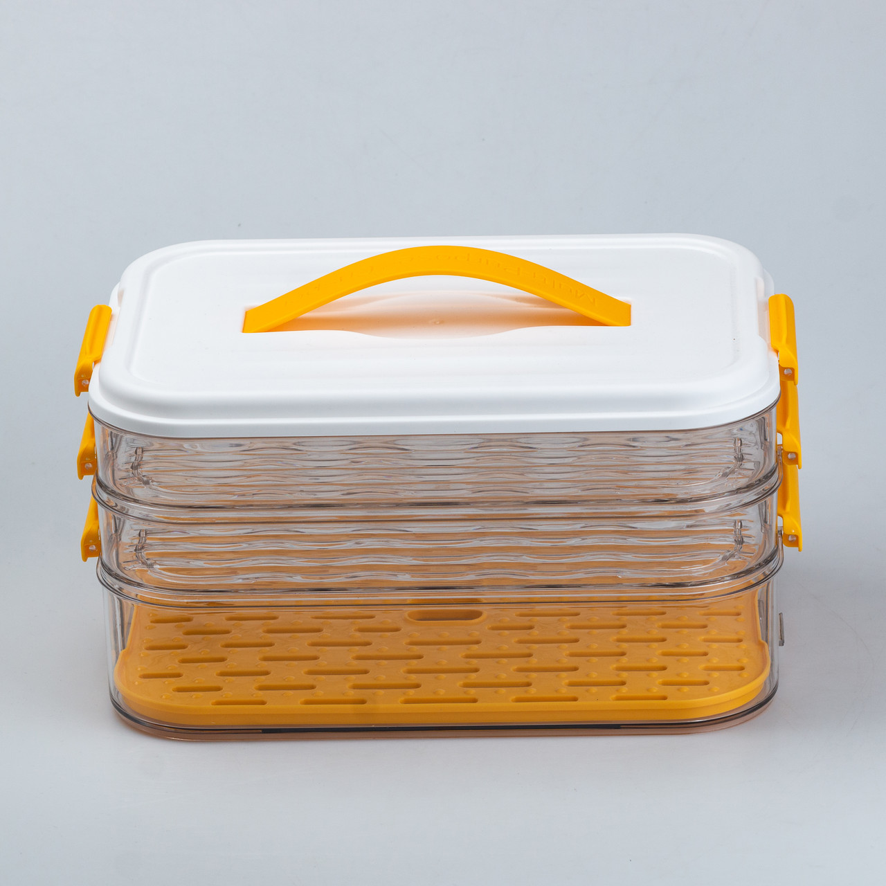 Контейнер для заморожування та зберігання продуктів 3-ярусний у холодильнику 16.5 см Помаранчевий