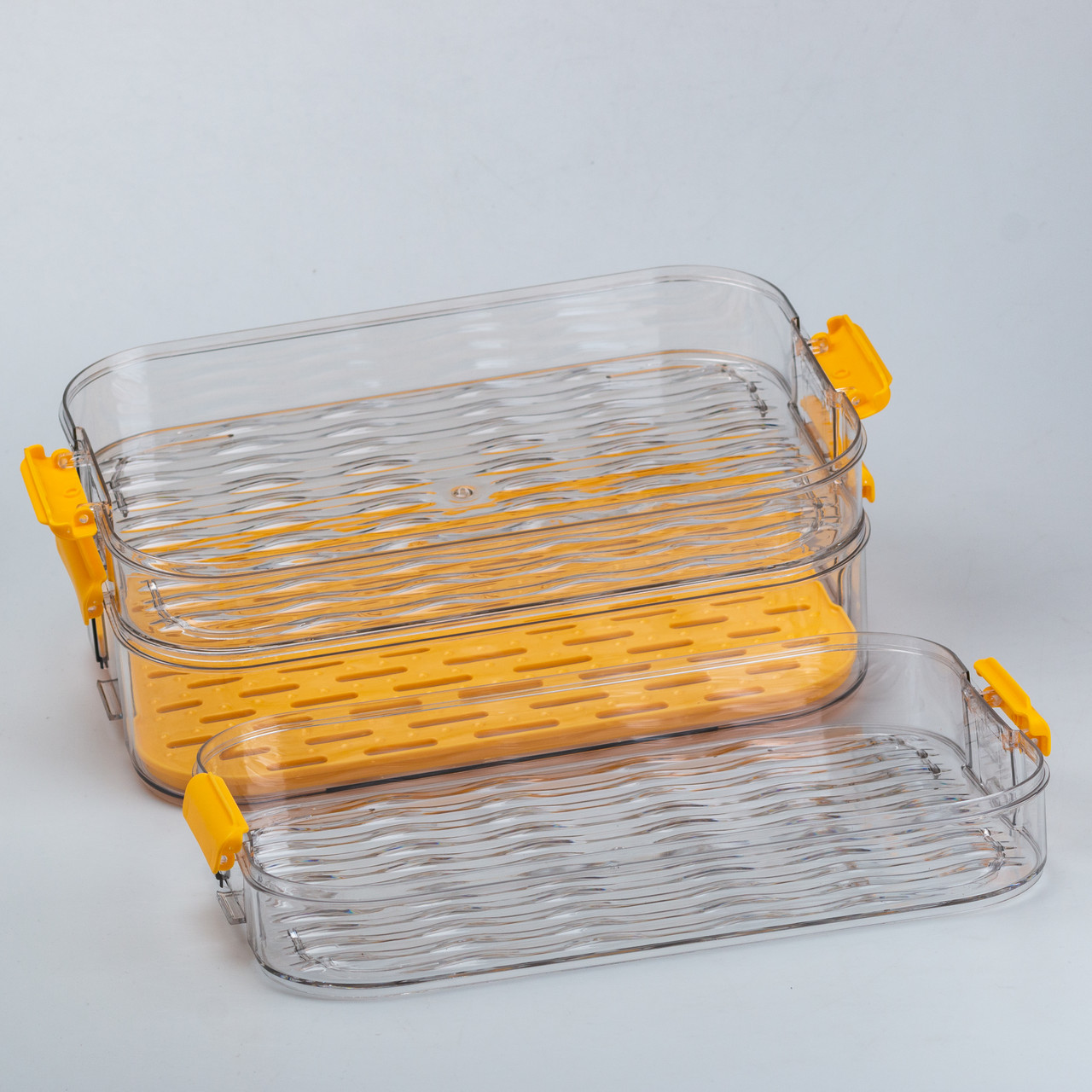 Контейнер для заморожування та зберігання продуктів 3-ярусний у холодильнику 16.5 см Помаранчевий