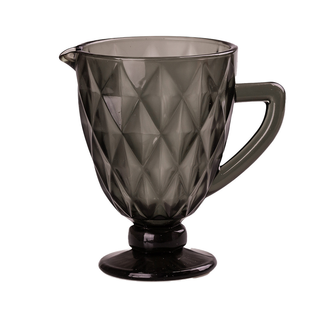 Глечик для напоїв із товстого скла 1 л гранований сірий