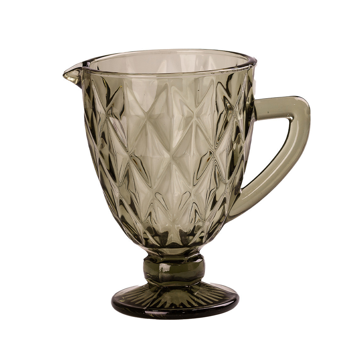 Глечик для напоїв із товстого скла 1 л гранований зелений