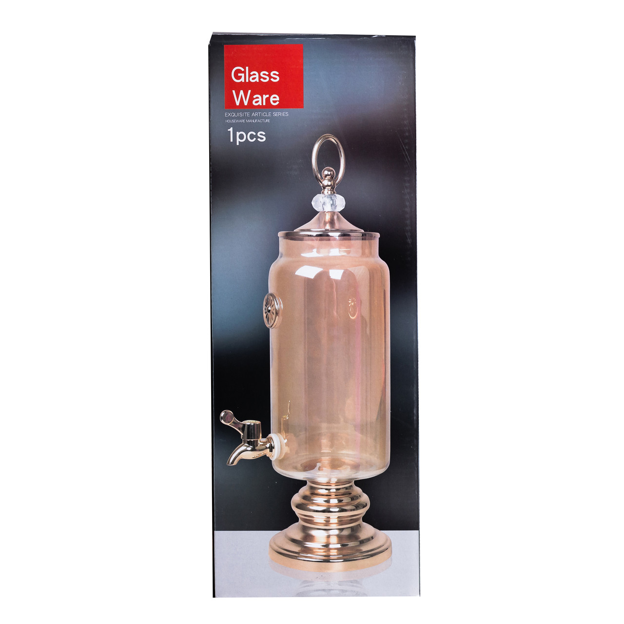 Лимонадниця скляна з краном на ніжці 2 л коричнева