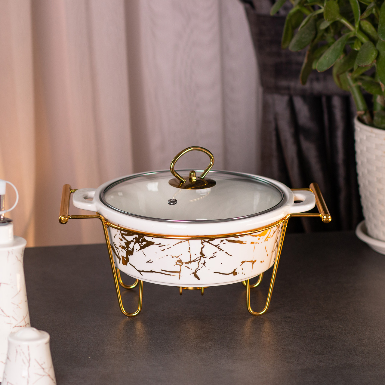 Марміт керамічкський круглий 1 літр із підігрівом