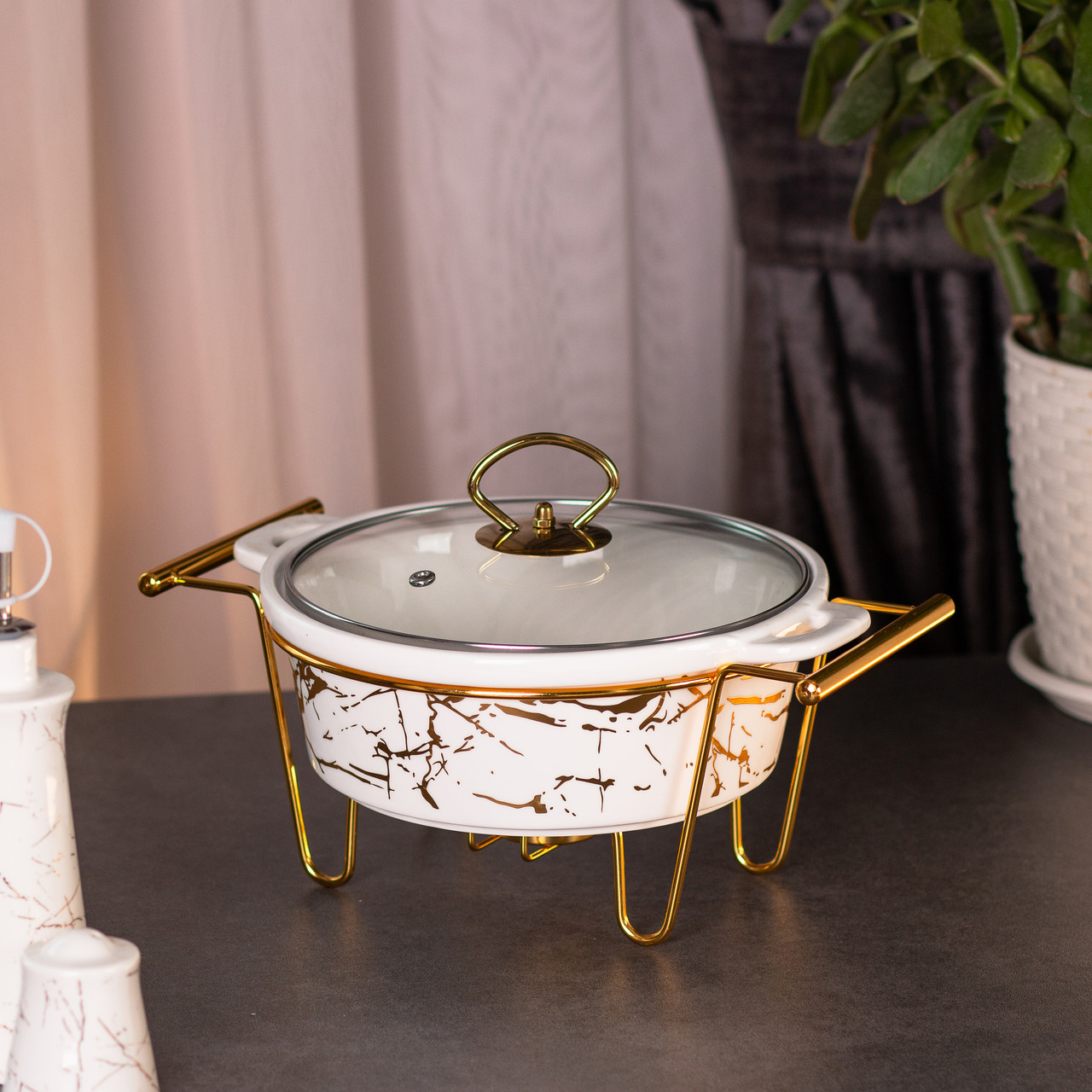 Марміт керамічкський круглий 1 літр із підігрівом