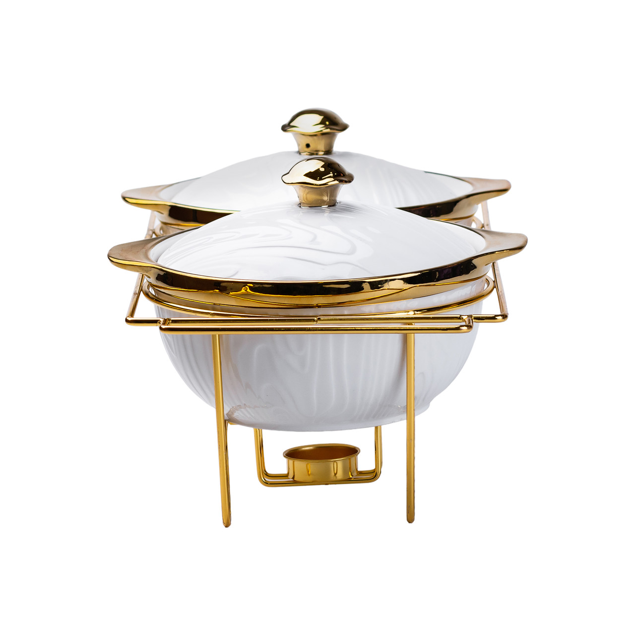 Марміт керамічний на 2 секції по 1 л на металевій підставці