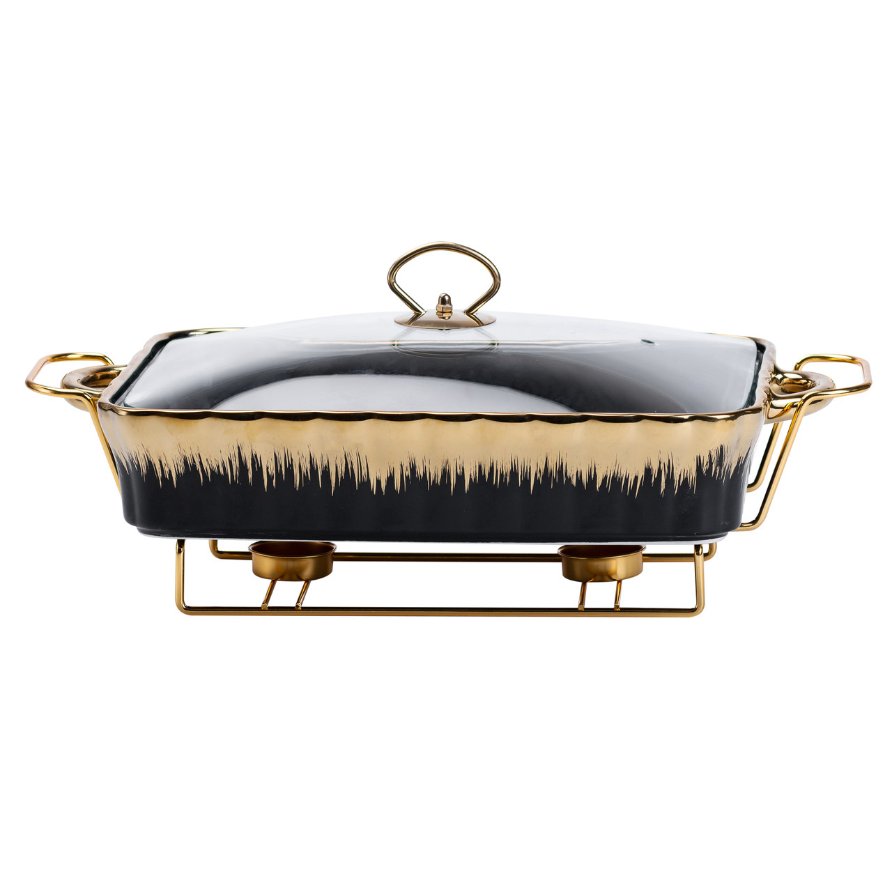 Марміт керамічний прямокутний на 2 літри 40*23*11 см чорний