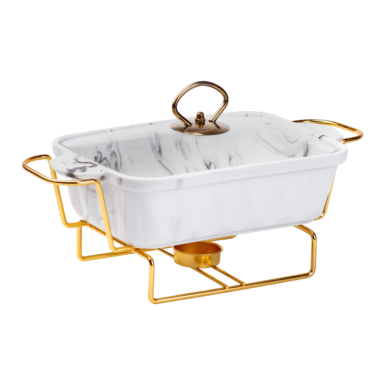 Марміт керамічний на 1 літр із підігрівом на металевій підставці