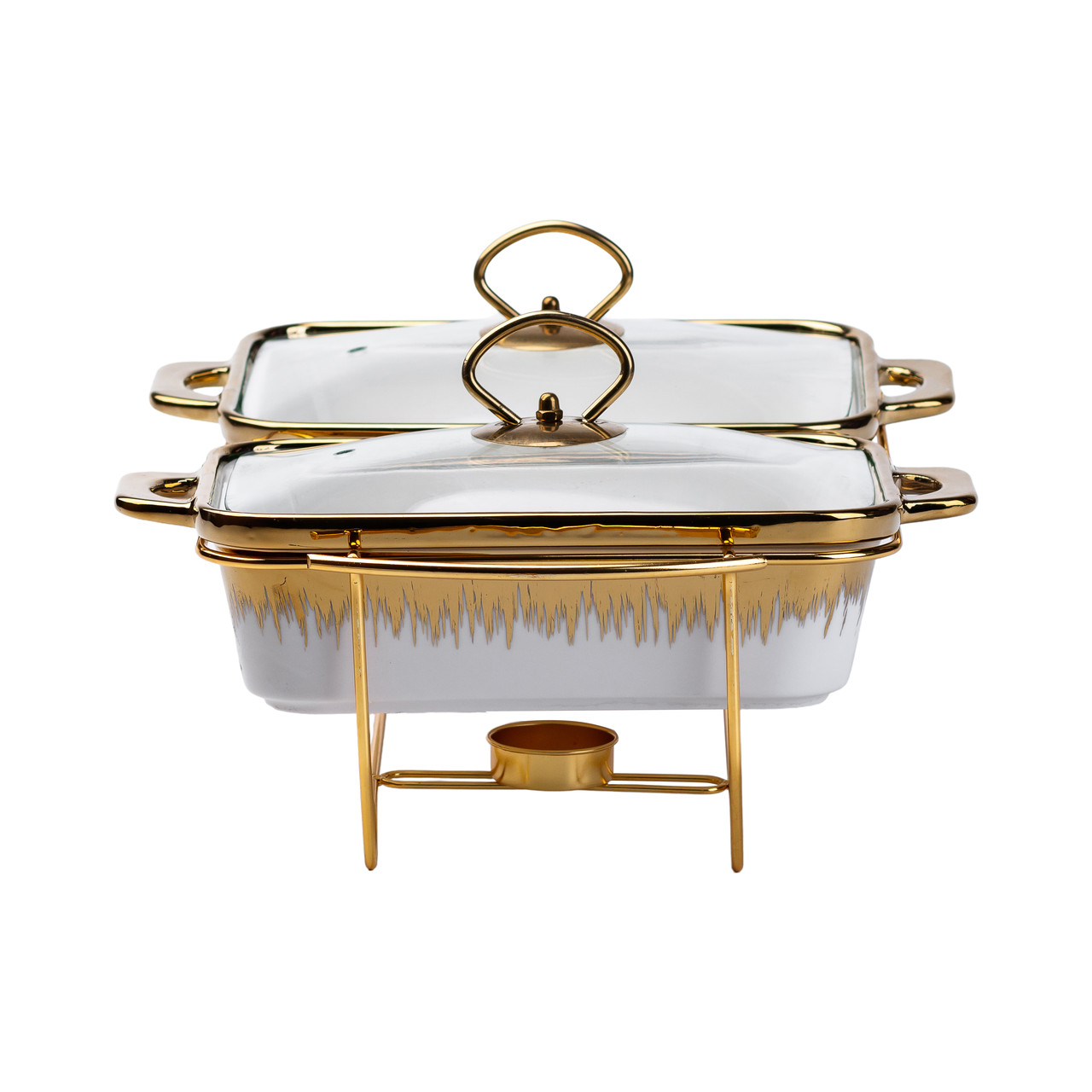 Керамічний марміт на 2 секції по 1 л золото