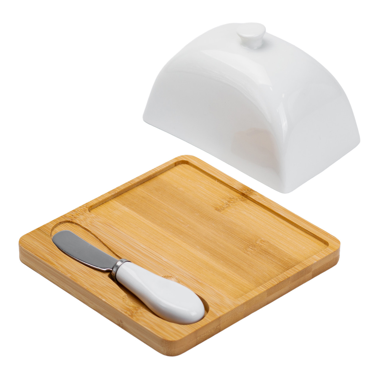 Маслянка керамічна 15×15×9 см з ножем на підставці