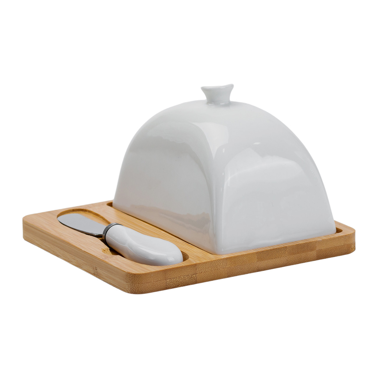 Маслянка керамічна 15×15×9 см з ножем на підставці