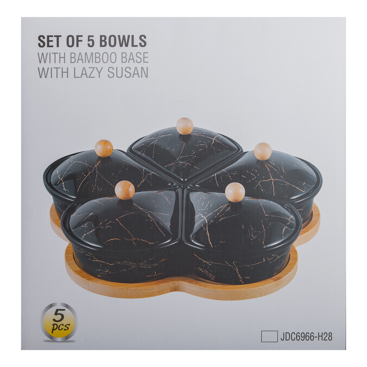 Менажниця керамічна на підставці, що обертається, 5 секцій біла