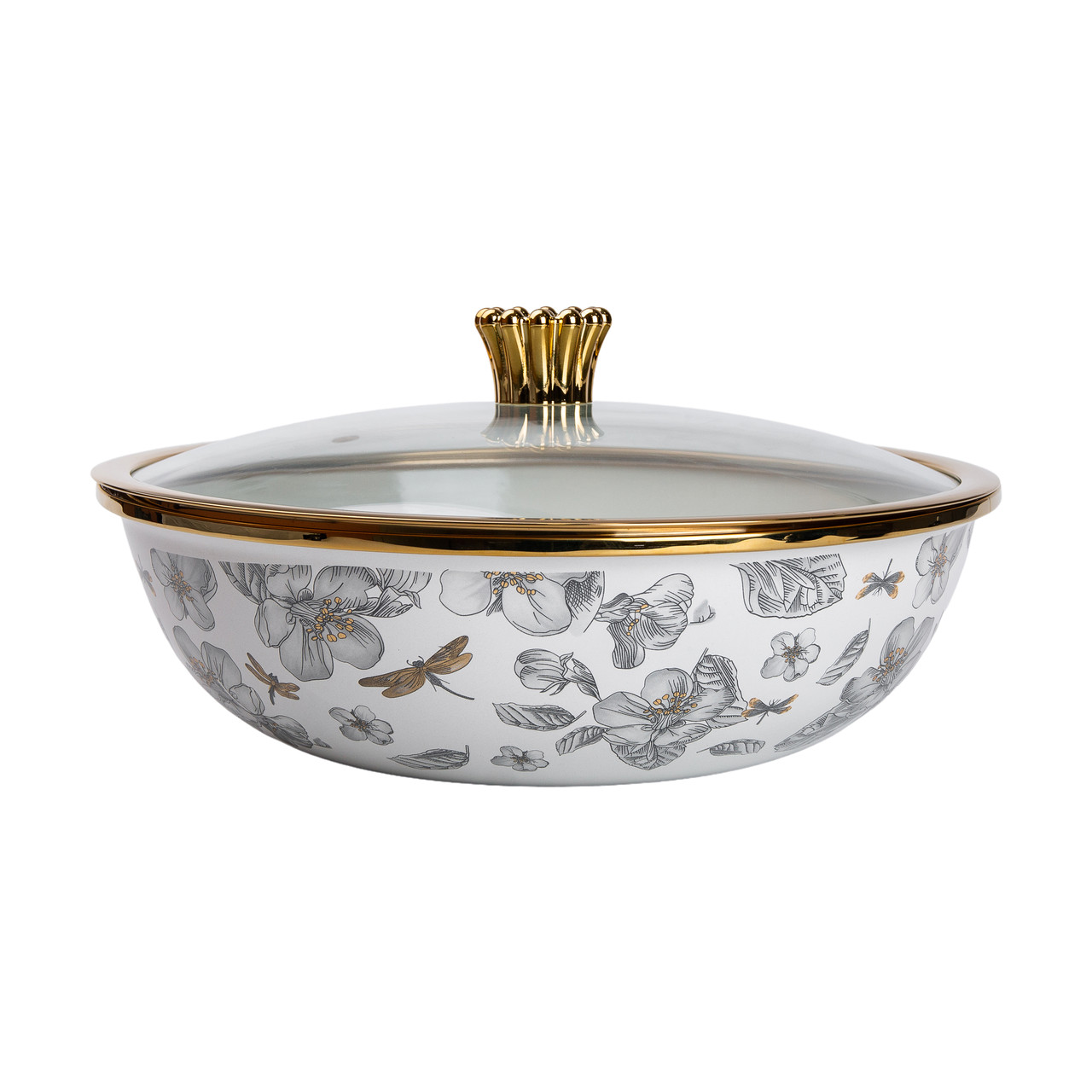 Каструля емальована 4,5 л з кришкою зі скла — для всіх типів плит