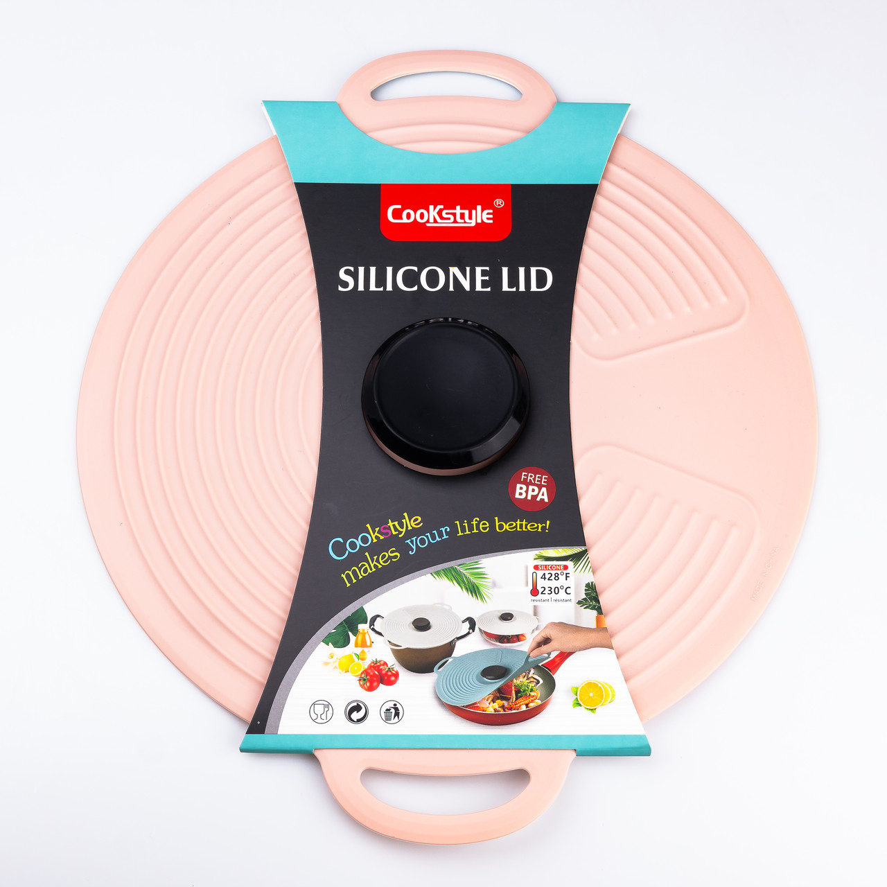 Багаторазова силіконова кришка для каструлі універсальна  32 х 28 см розовая