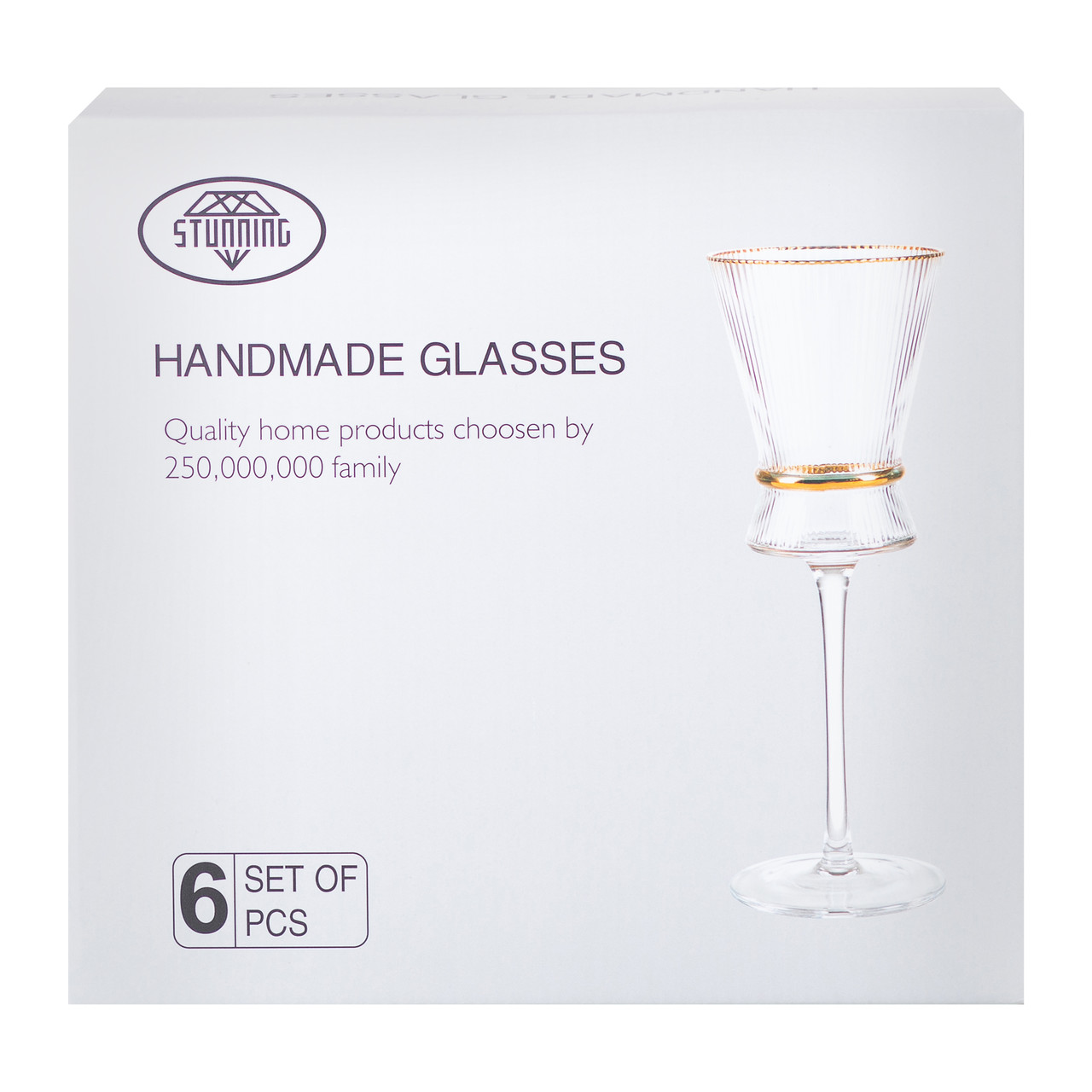 Набір з 6 келихів з високими тонкими ніжками, 300 мл, для вина