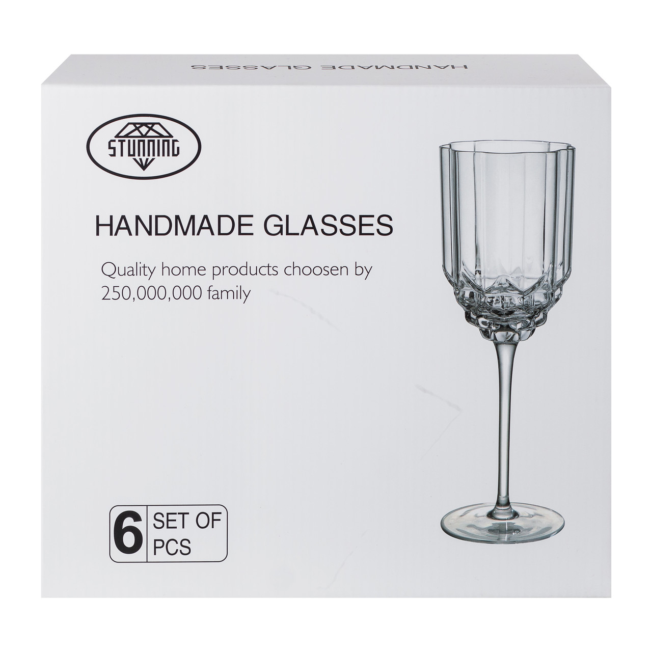 Набір з 6 високих келихів з тонкою ніжкою, 450 мл, для вина