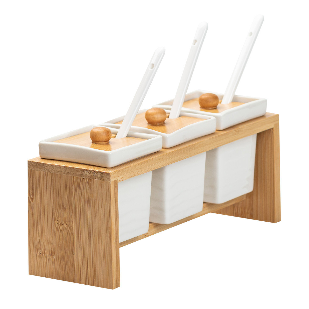 Набір для сипучих продуктів на бамбуковій підставці 3 шт по 150 л