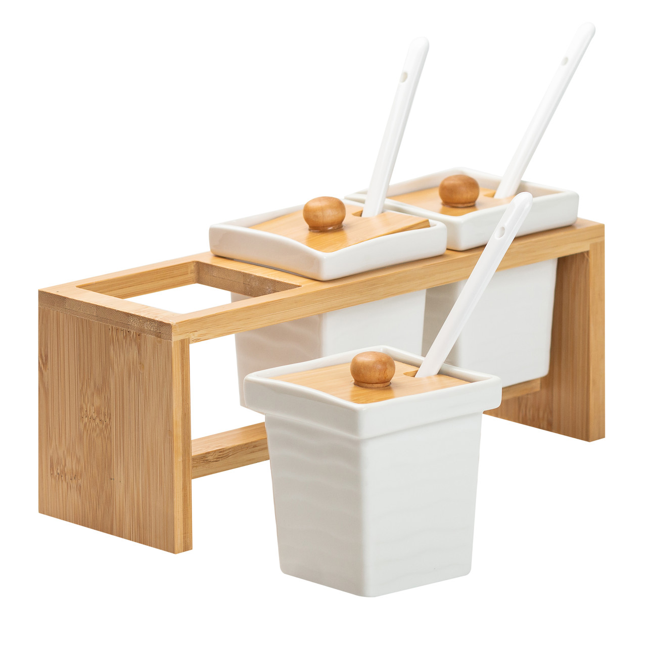 Набір для сипучих продуктів на бамбуковій підставці 3 шт по 150 л