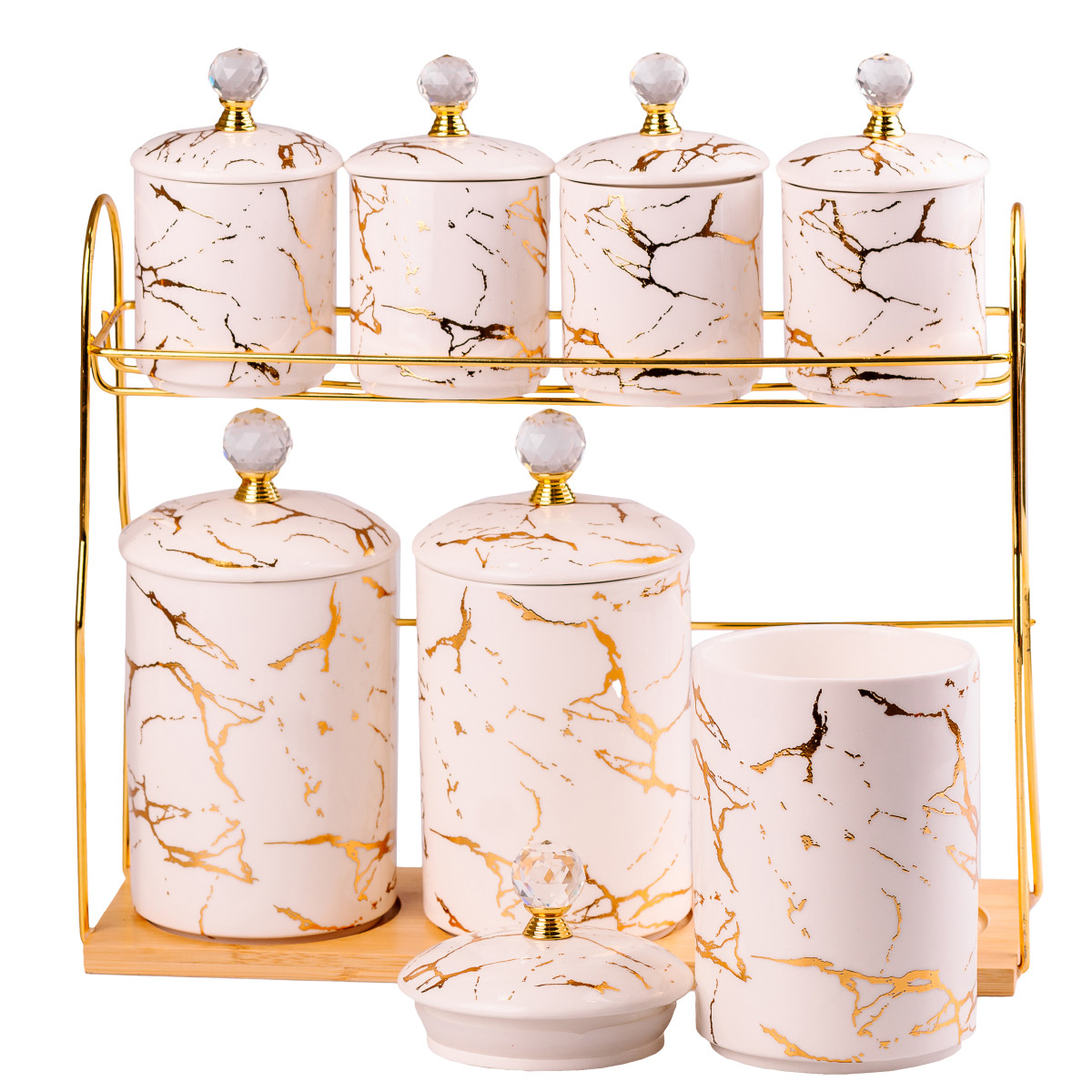 Набір для сипучих продуктів на металевій підставці 7 предметів по 300 мл і 700 мл