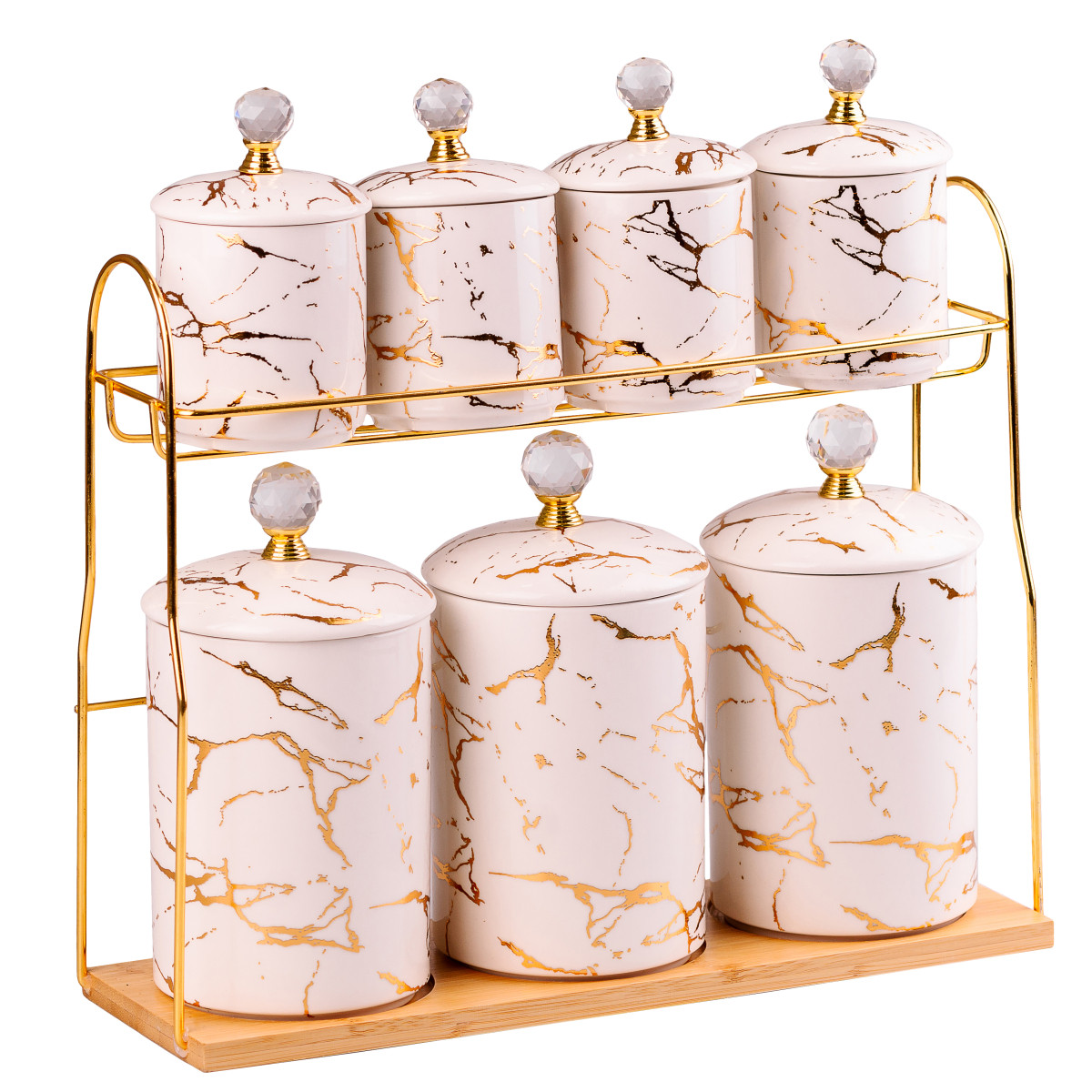 Набір для сипучих продуктів на металевій підставці 7 предметів по 300 мл і 700 мл