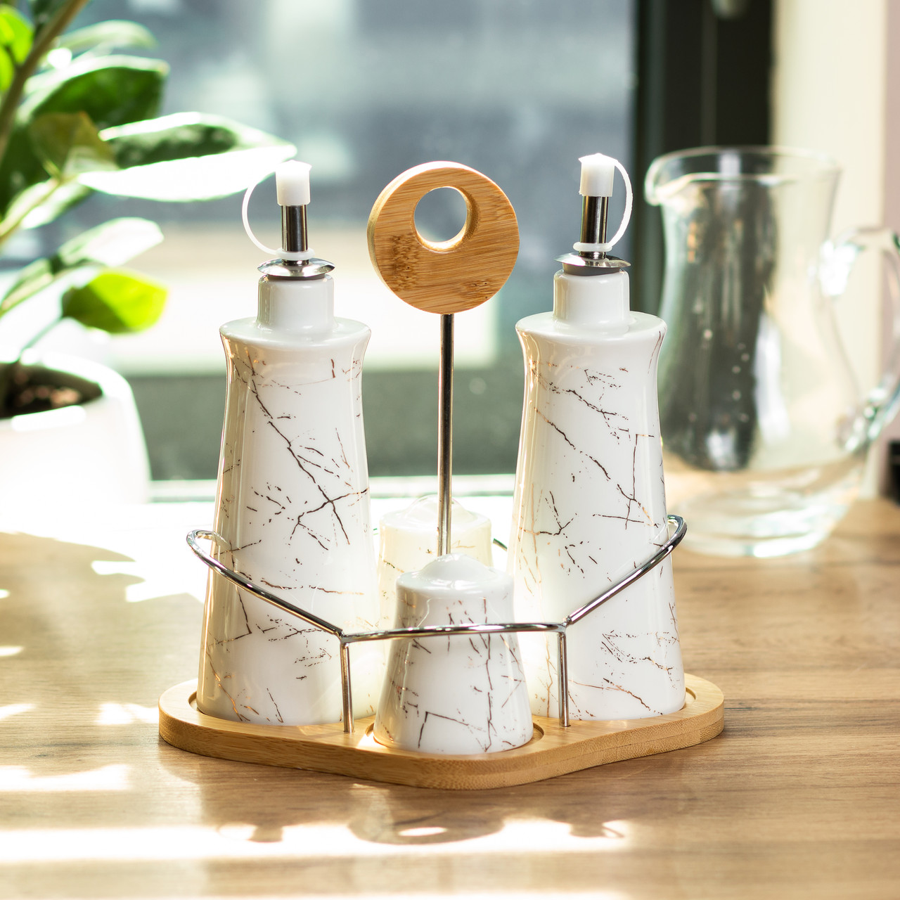 Набір для спецій 4 предмети на бамбуковій підставці
