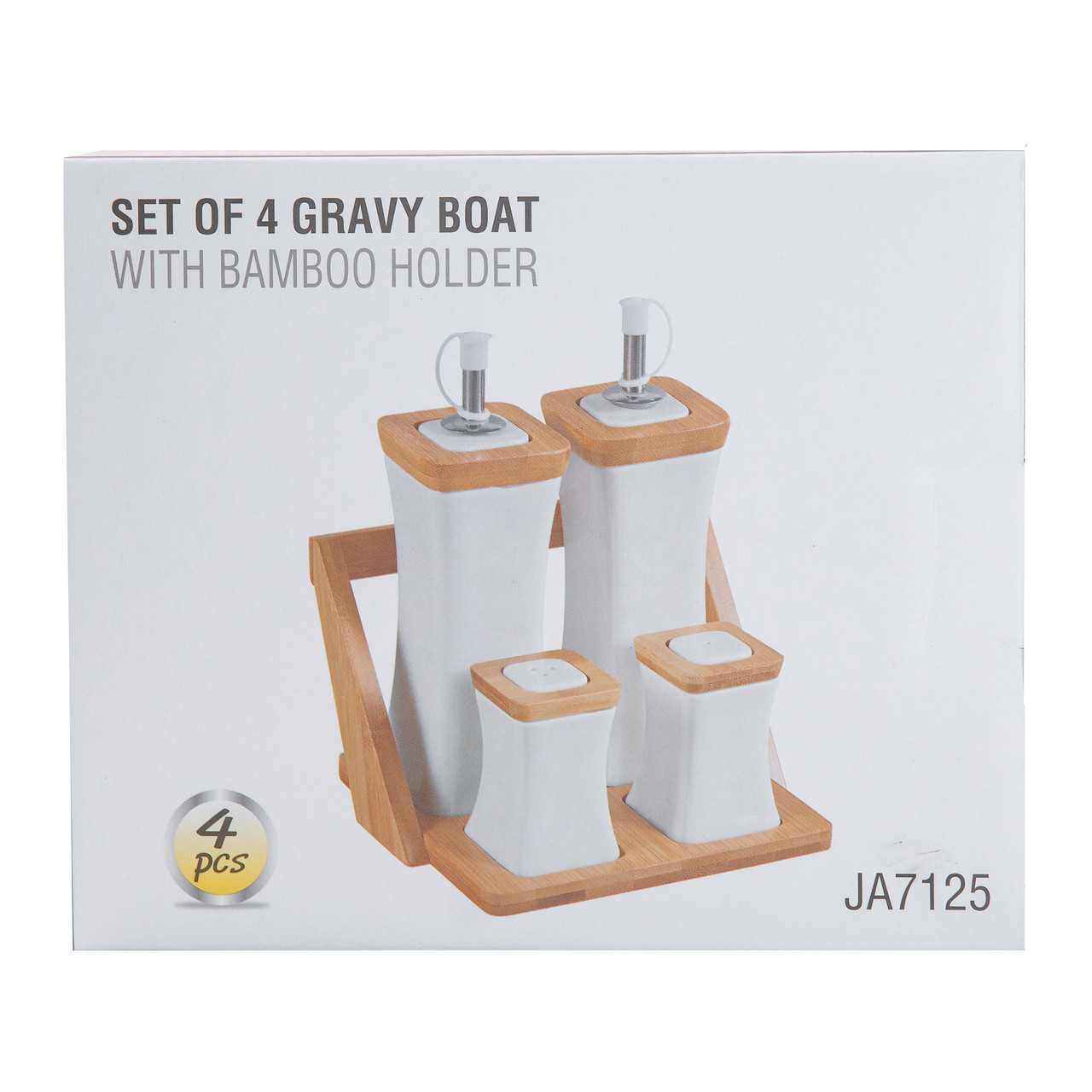 Набір для спецій керамічний 4 предмети на бамбуковій підставці