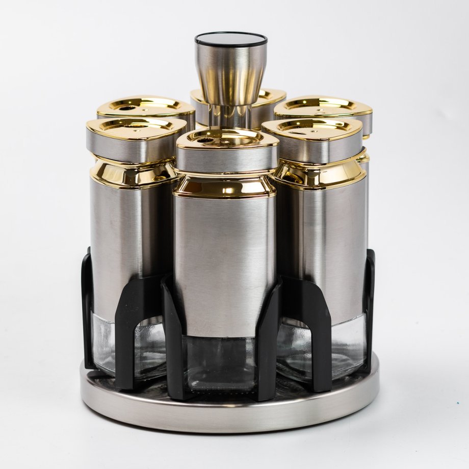 Набір ємностей для спецій на підставці 6 баночок по 120 мл