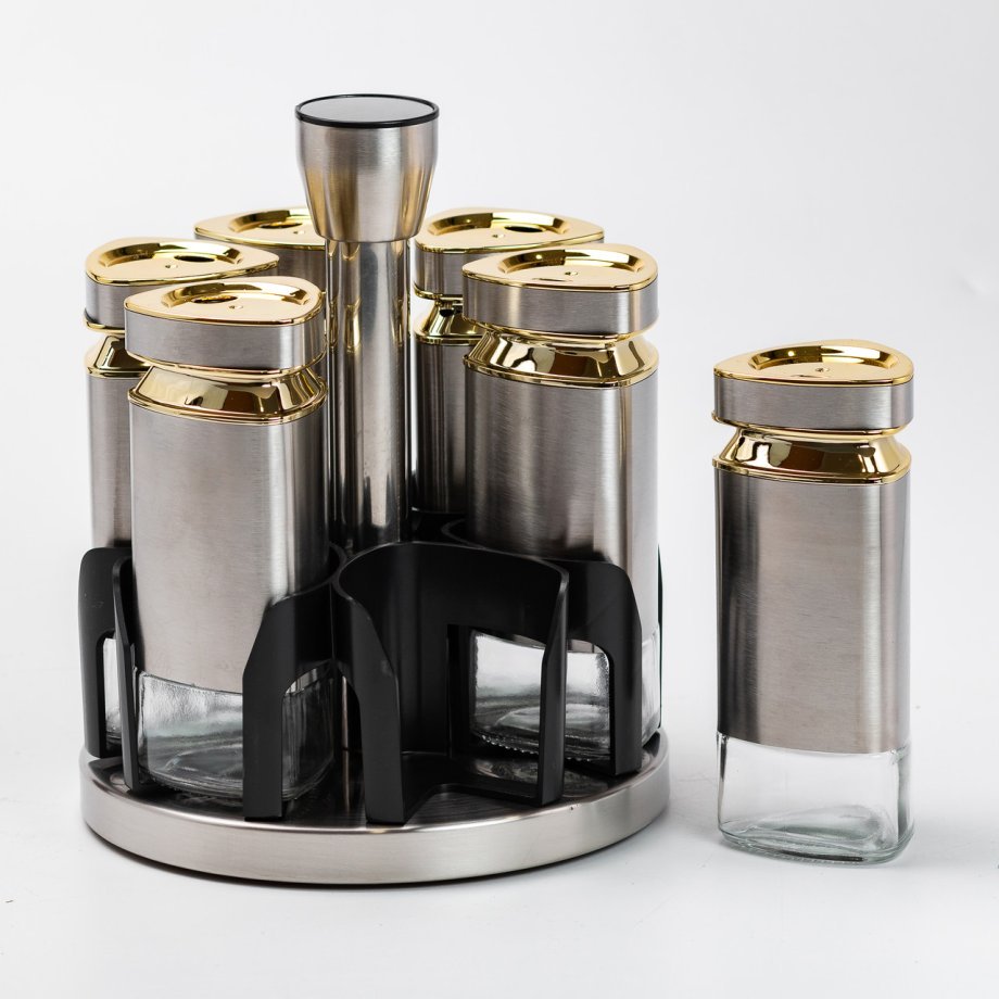 Набір ємностей для спецій на підставці 6 баночок по 120 мл