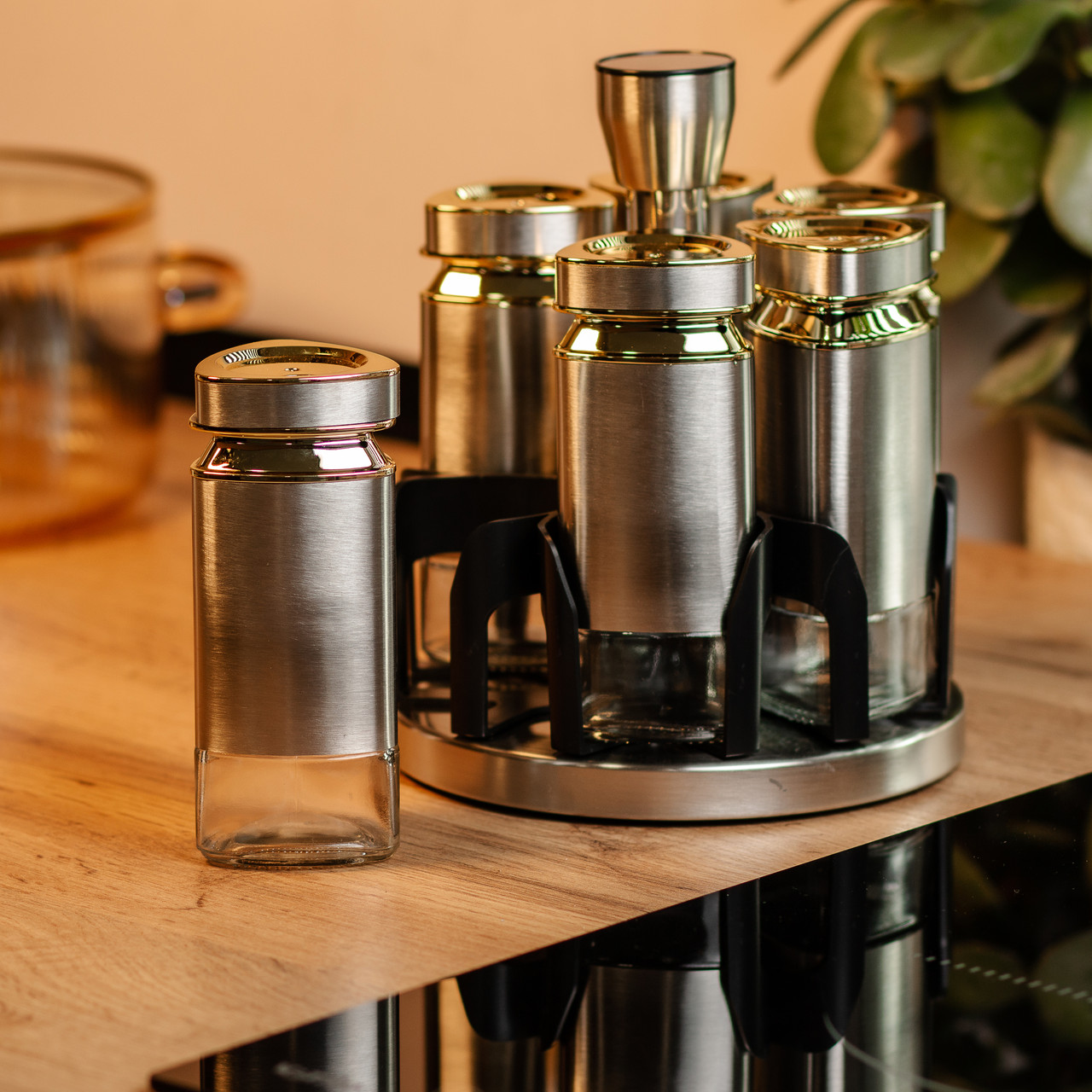 Набір ємностей для спецій на підставці 6 баночок по 120 мл