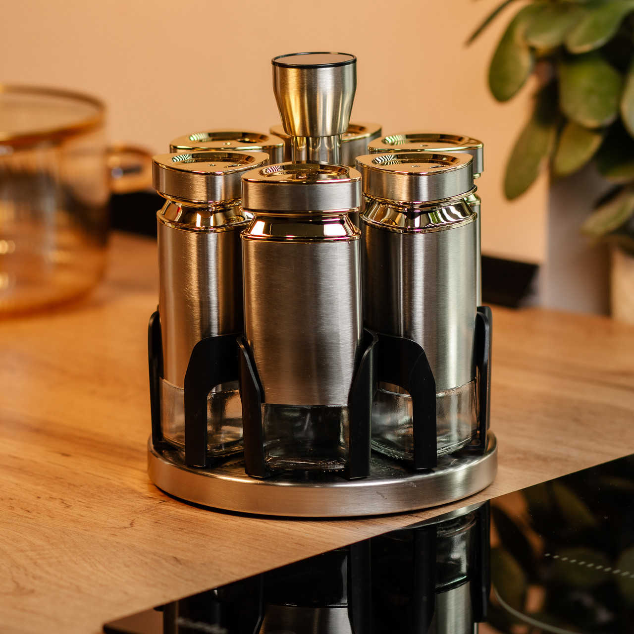 Набір ємностей для спецій на підставці 6 баночок по 120 мл