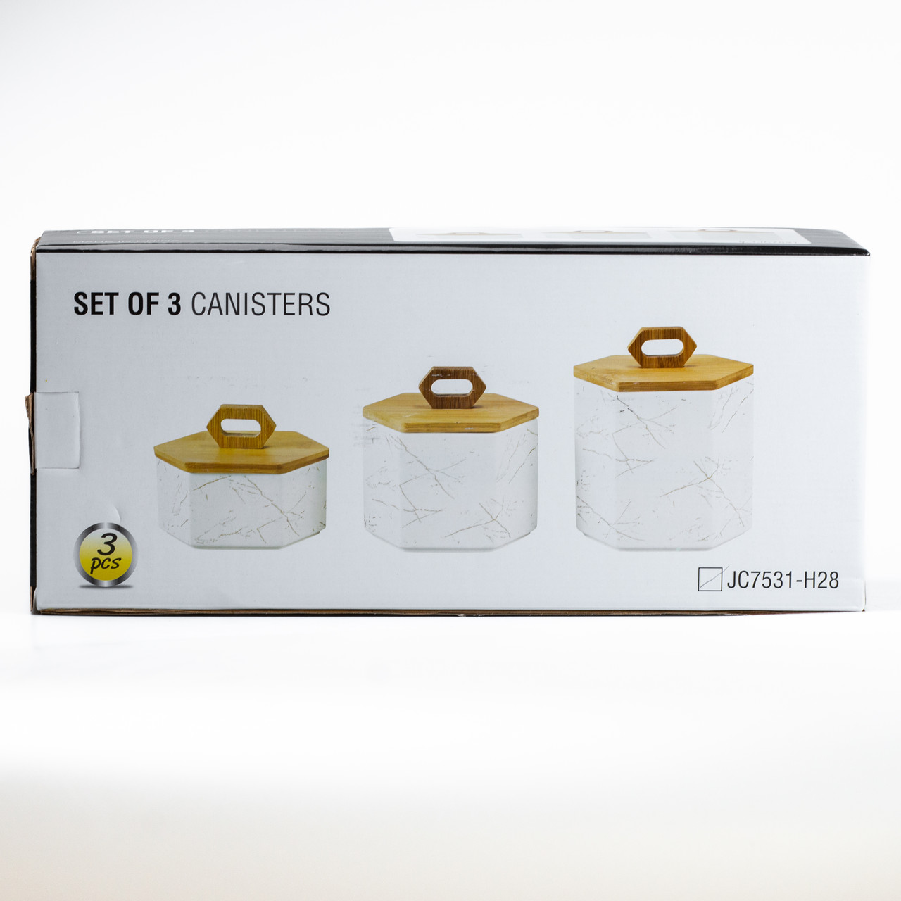 Набір банок для сипучих продуктів 3 шт 19 см *16 см* 11.5 см білий