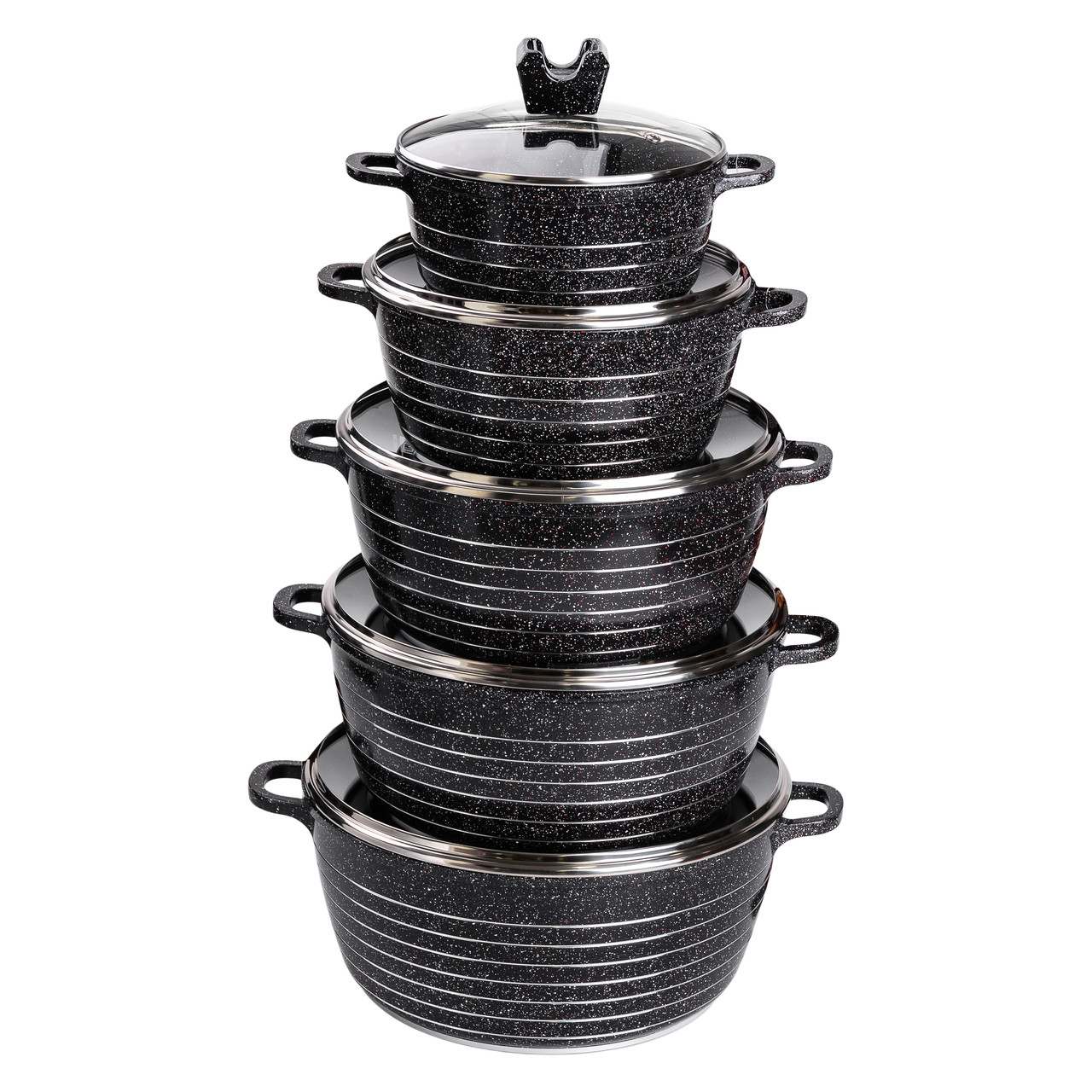 Набір із 5 господарських каструль, 2,5-9 літрів, товсте дно, алюміній MGC