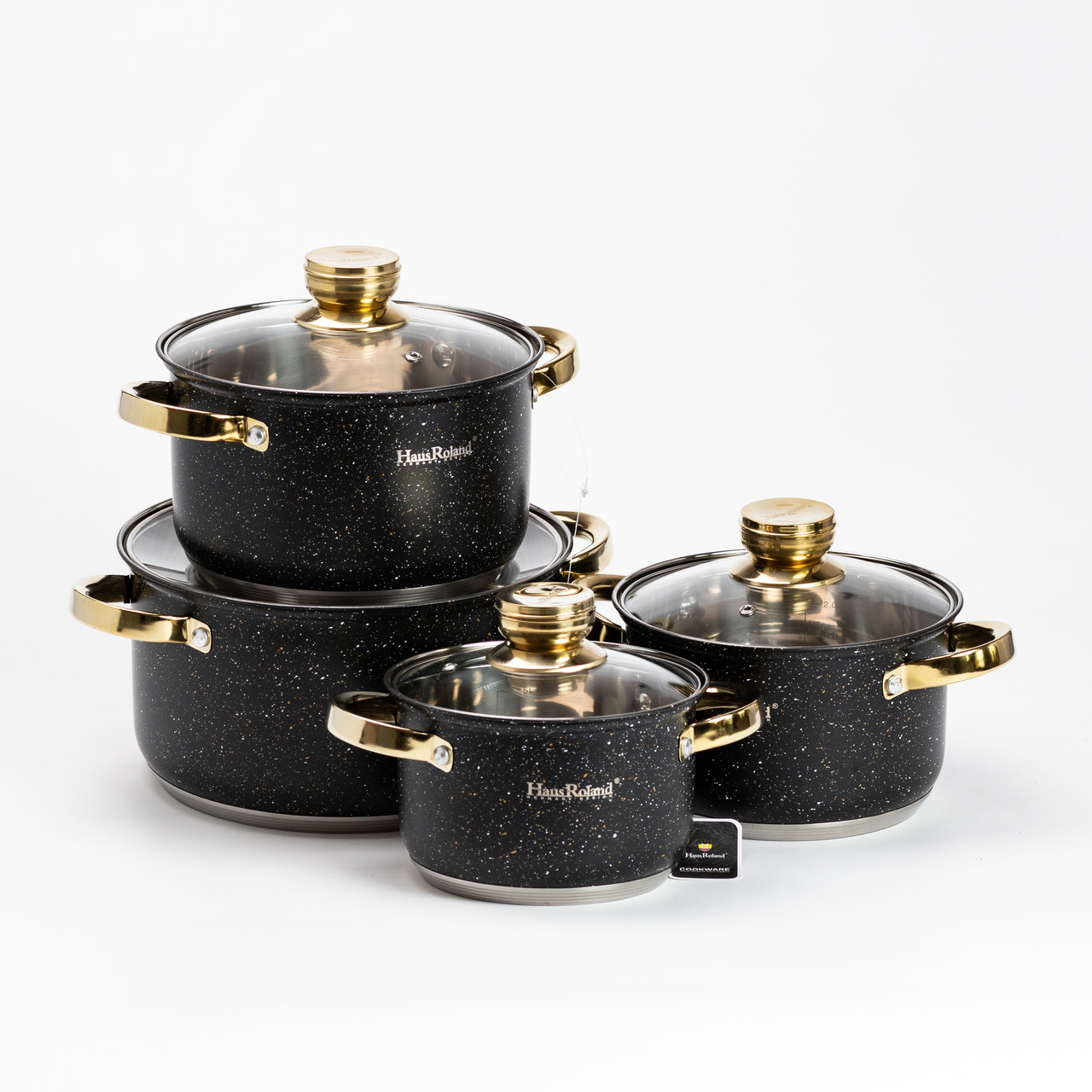 Набір каструль з нержавіючої сталі 4 шт 6,1/3,9/2,8/2,1 л чорний