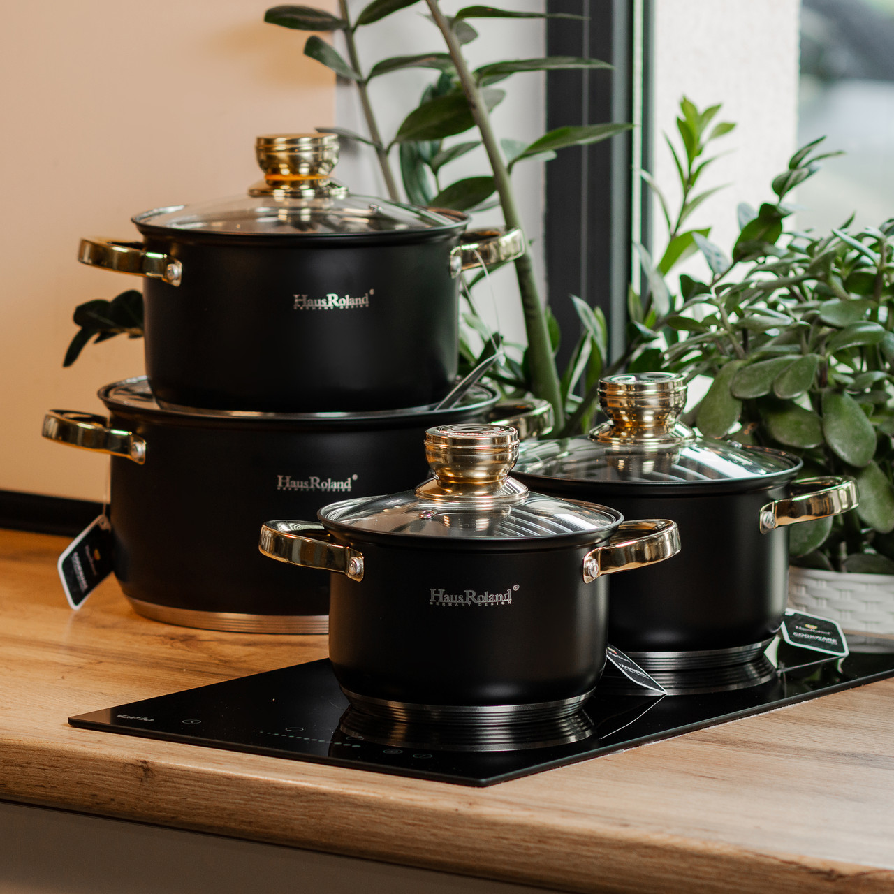 Набір каструль з нержавіючої сталі 4 штуки 6,1/3,9/2,8/2,1 л