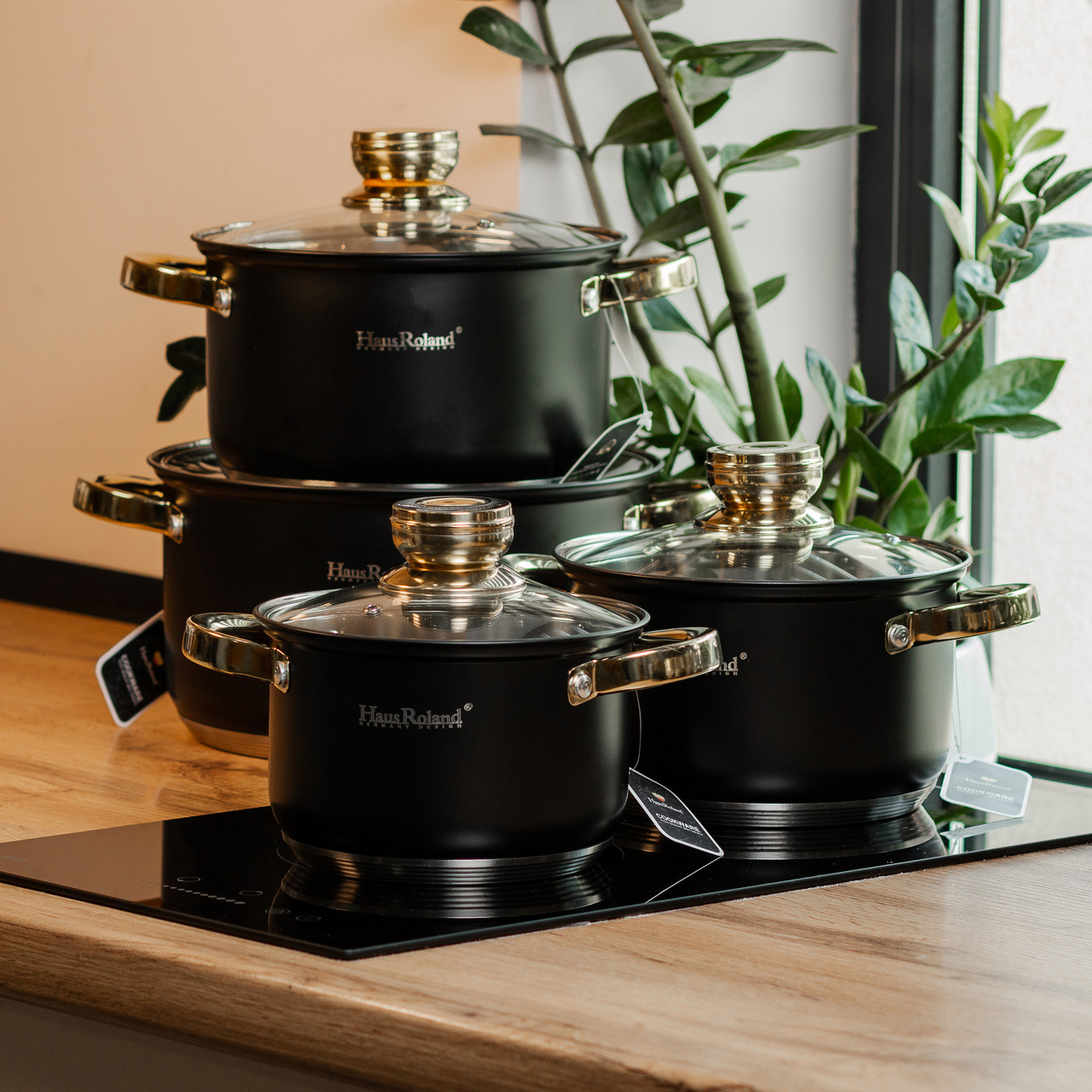 Набір каструль з нержавіючої сталі 4 штуки 6,1/3,9/2,8/2,1 л