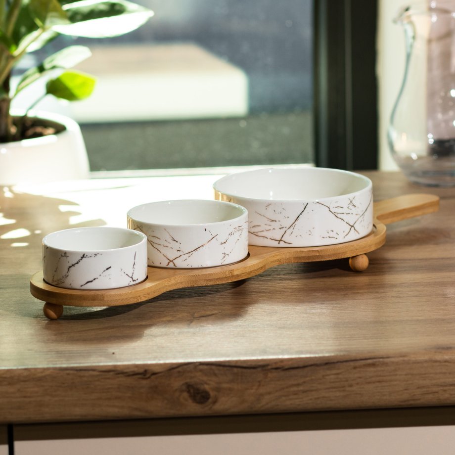 Набір для закусок керамічний із 3 штуки на підставці