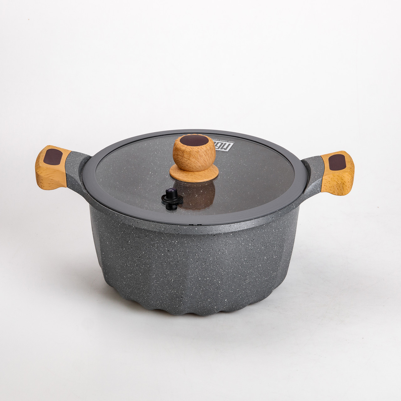 Набір посуду, 4 каструлі, алюмінієве товсте дно MGC з лопаткою і ополоником, сірий