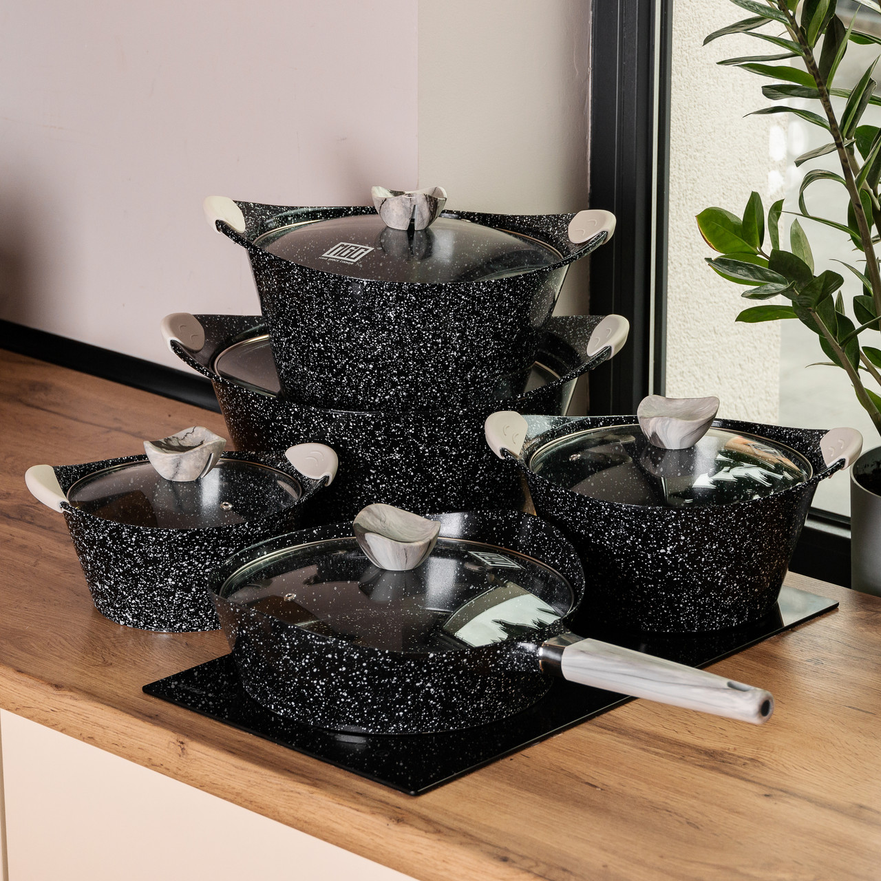 Набір посуду з 5 предметів, алюміній, товсте дно MGC