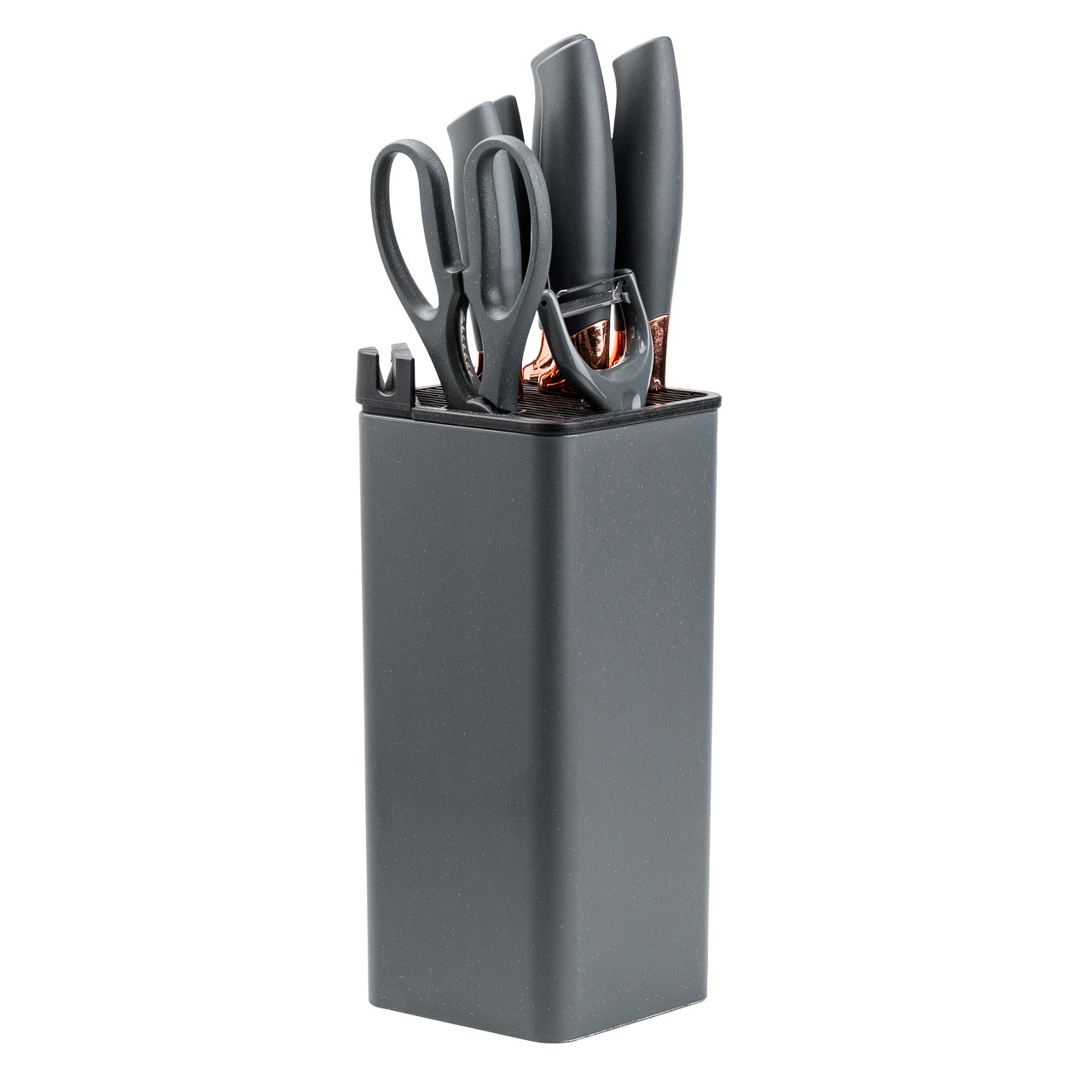 Набір кухонних ножів 5 штук з ножицями та овочечисткою 33/23.5/24.5/19.5 см Чорний