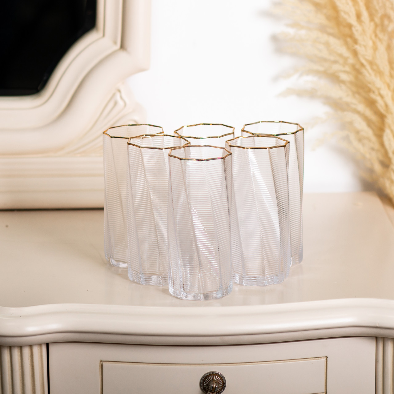Набір склянок 6 шт по 450 мл із золотим обідком