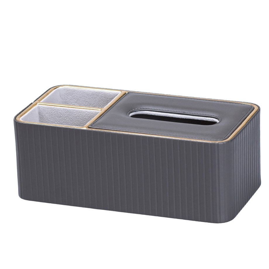 Серветниця на стіл з еко-шкіри з двома відділеннями 27 х 13.5 х 10 см Сірий