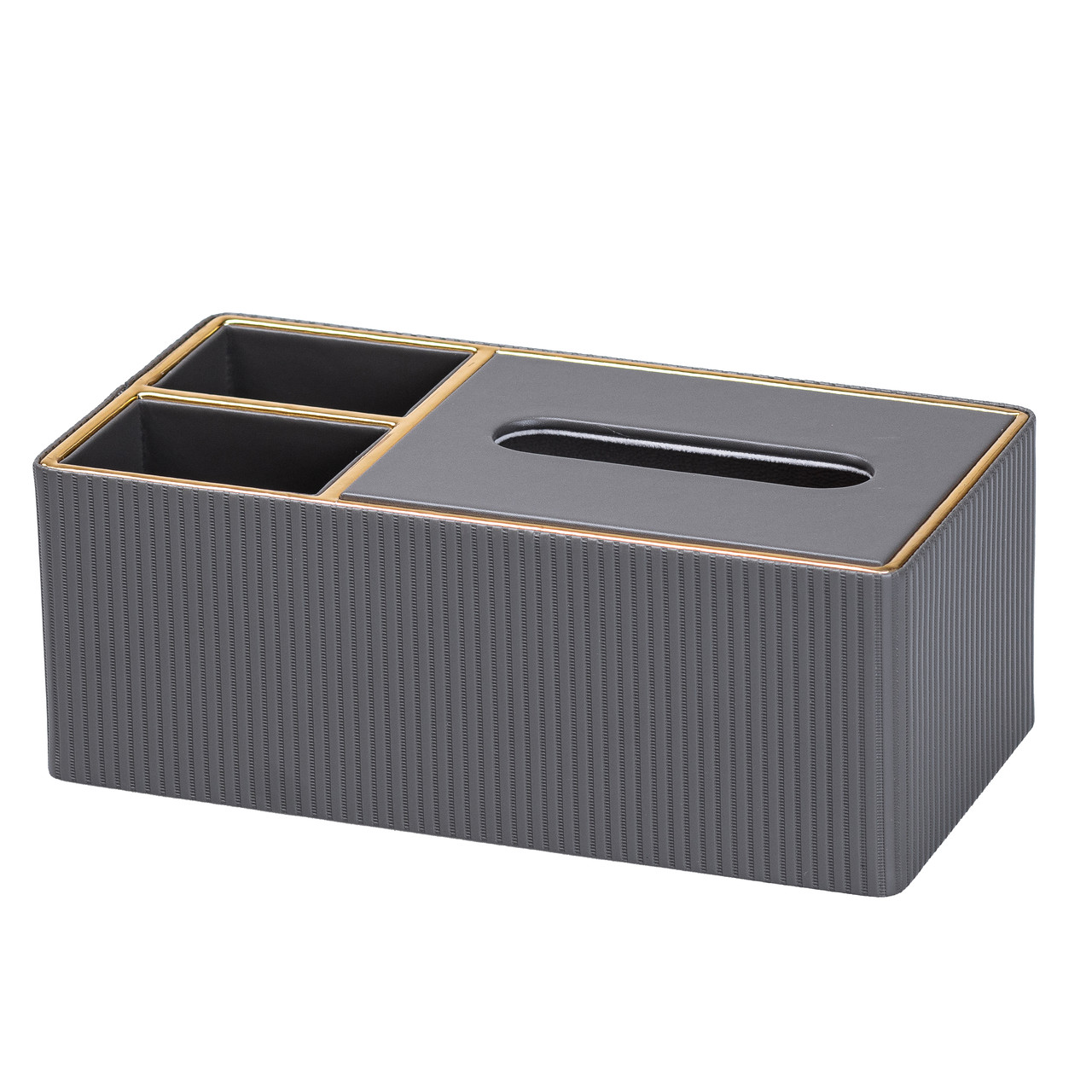 Серветниця-органайзер з еко-шкіри 3 відділення 27*14*10.5 см Сірий