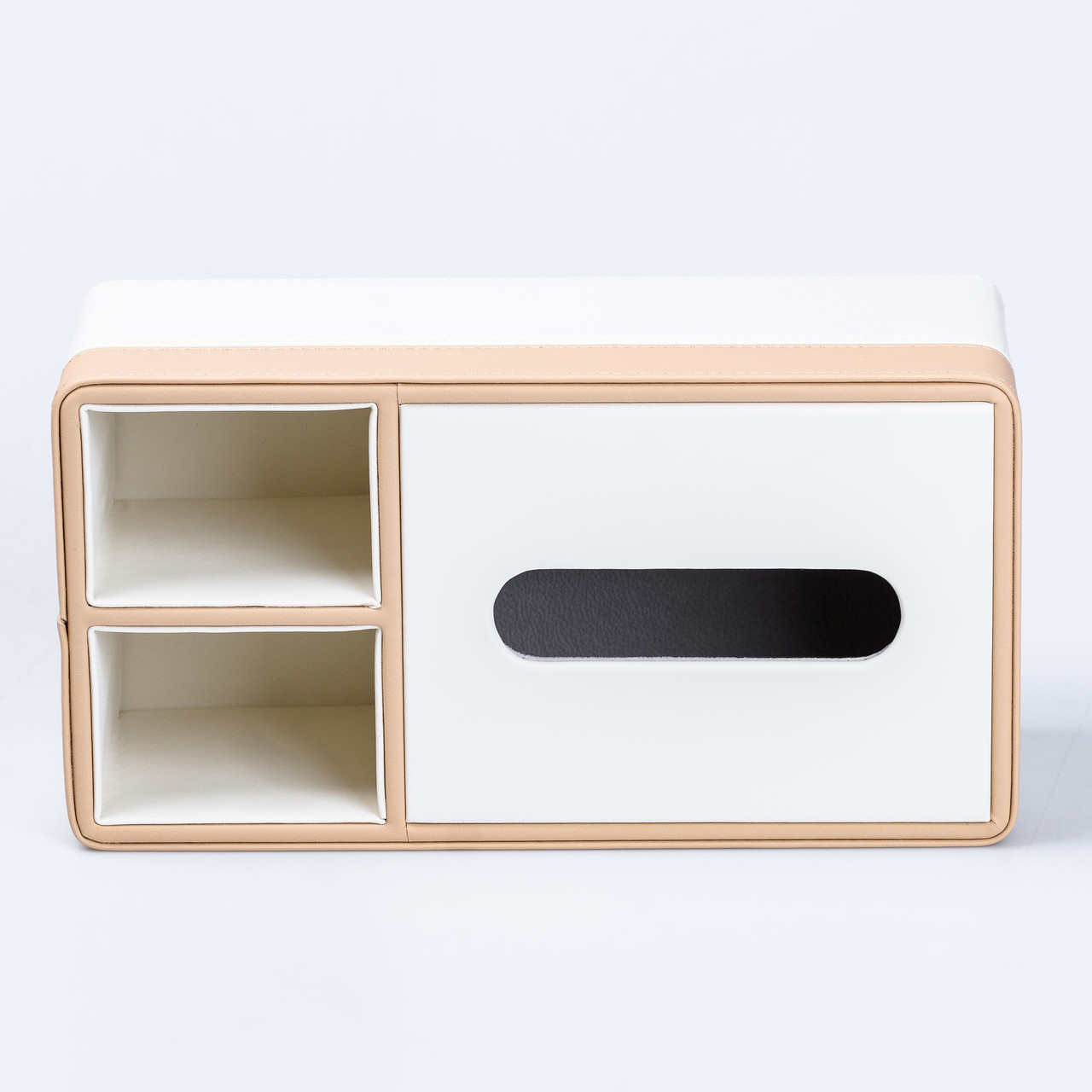 Серветниця-органайзер з еко-шкіри 3 відділення 27*14*&apos;10 см Білий з бежевим