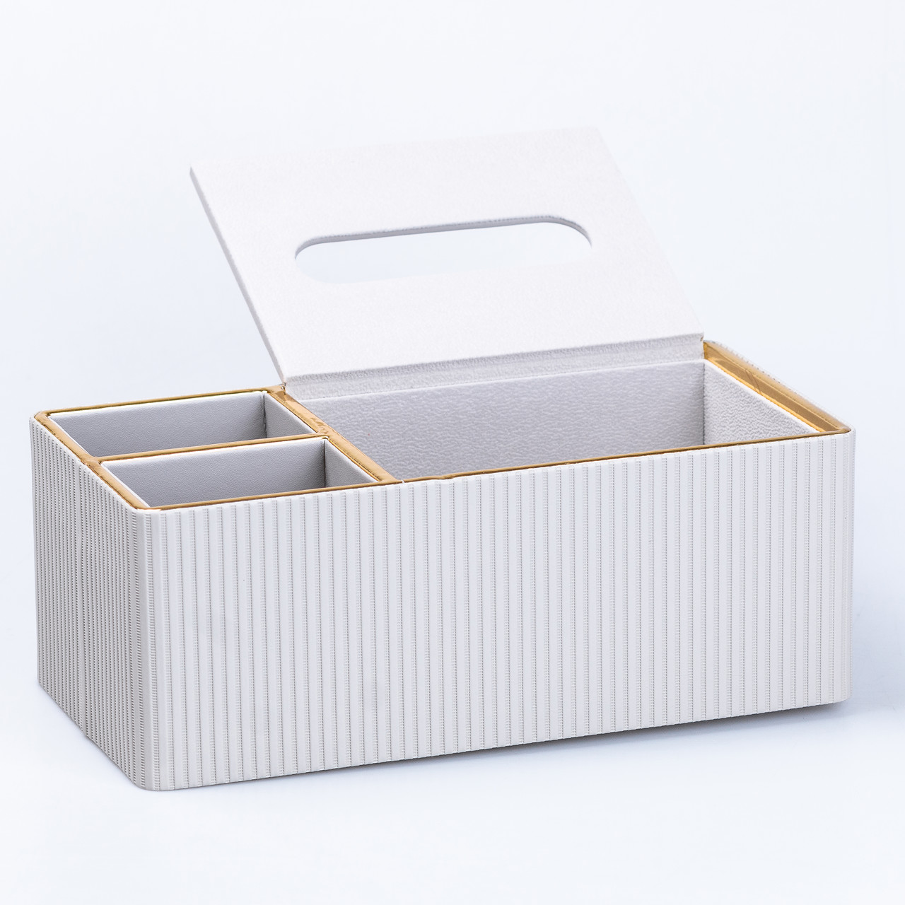 Серветниця-органайзер з еко-шкіри 3 відділення 27*14*10 см Білий