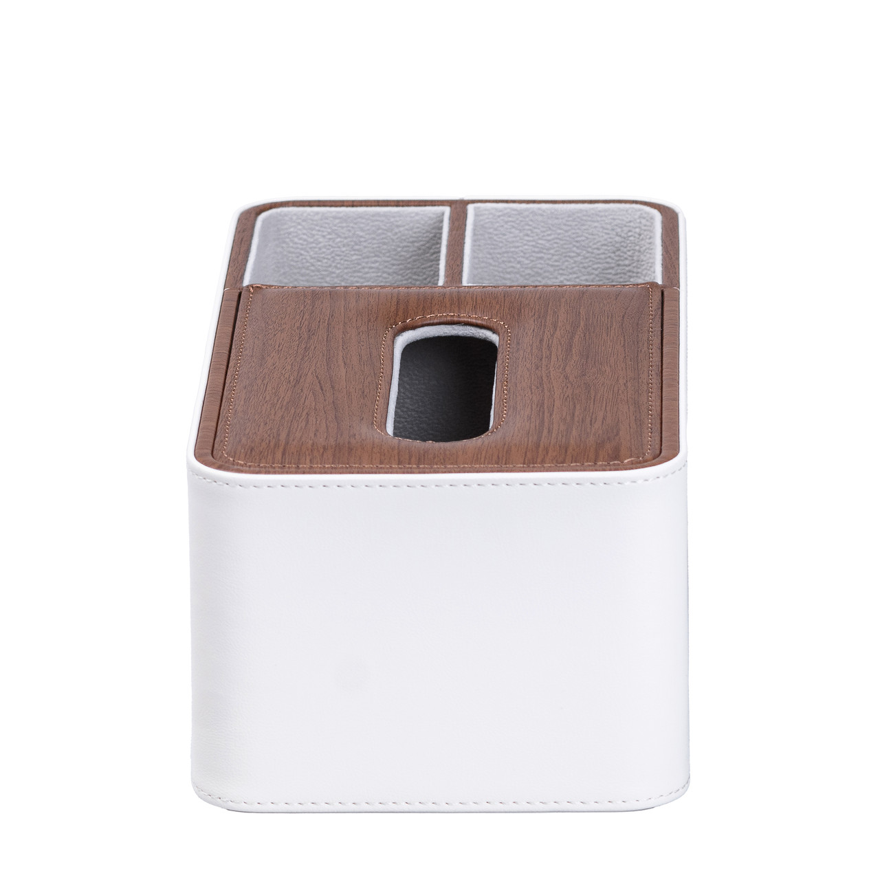 Серветниця-органайзер з еко-шкіри 3 відділення 26.5*14*9.5 см Білий з коричневим