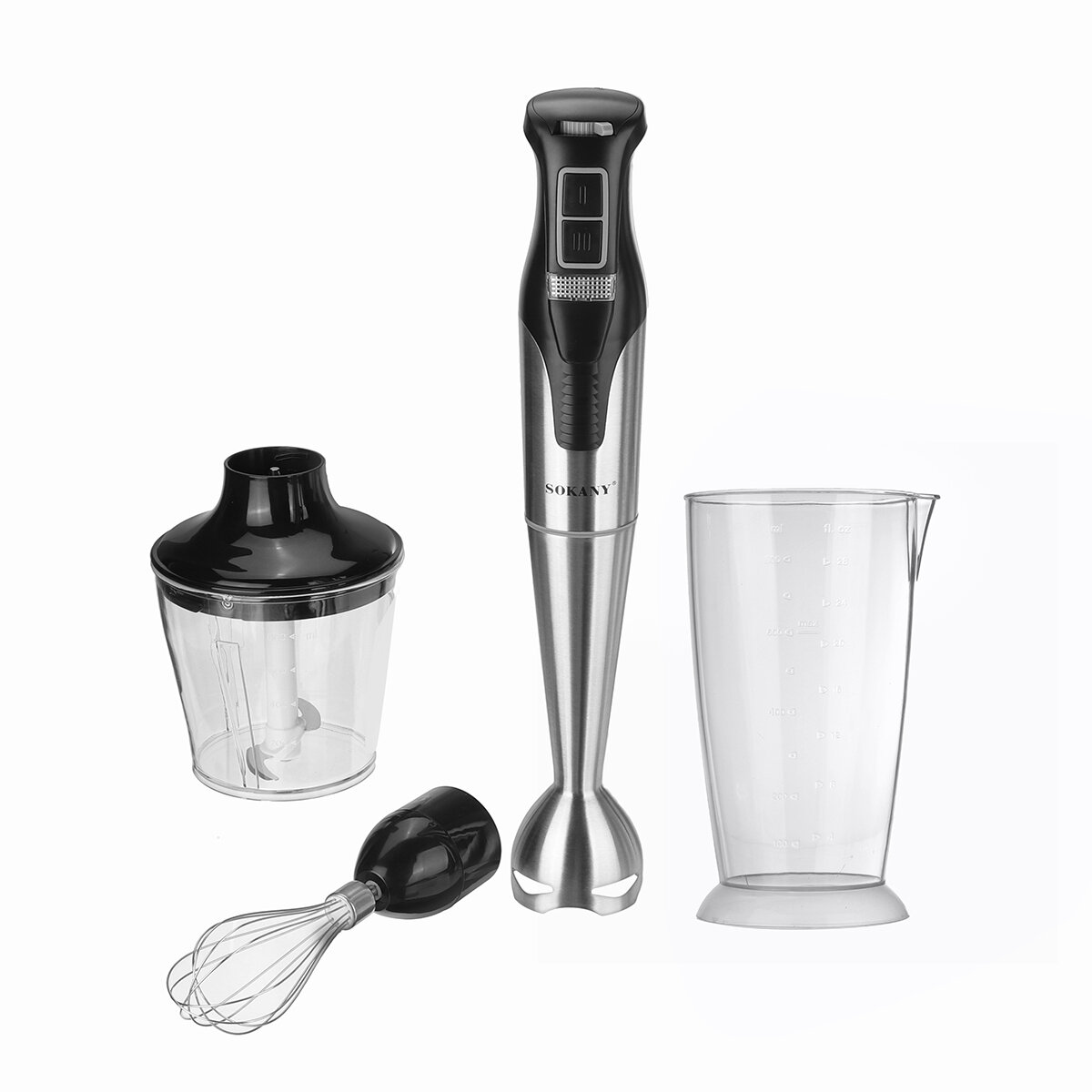 Занурювальний блендер Sokany 1000 Вт із нержавіючим лезом, віночком та чашею 800 мл