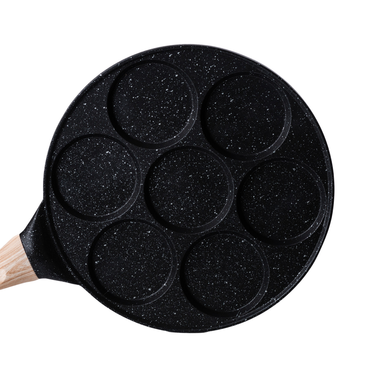 Сковорода з антипригарним покриттям 26 см для млинців, яєць та оладок, 7-секційна кругла чорна