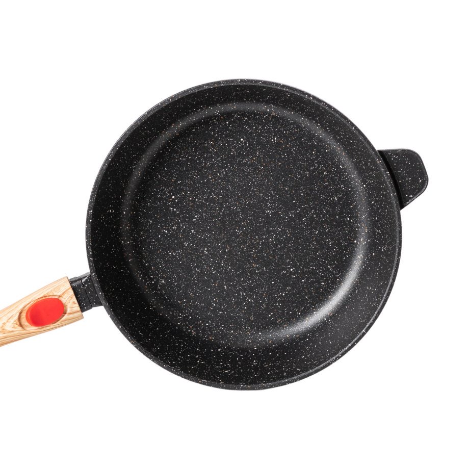 Алюмінієва глибока сковорода (3,5 л) зі скляною кришкою Ø28 см чорна MGC